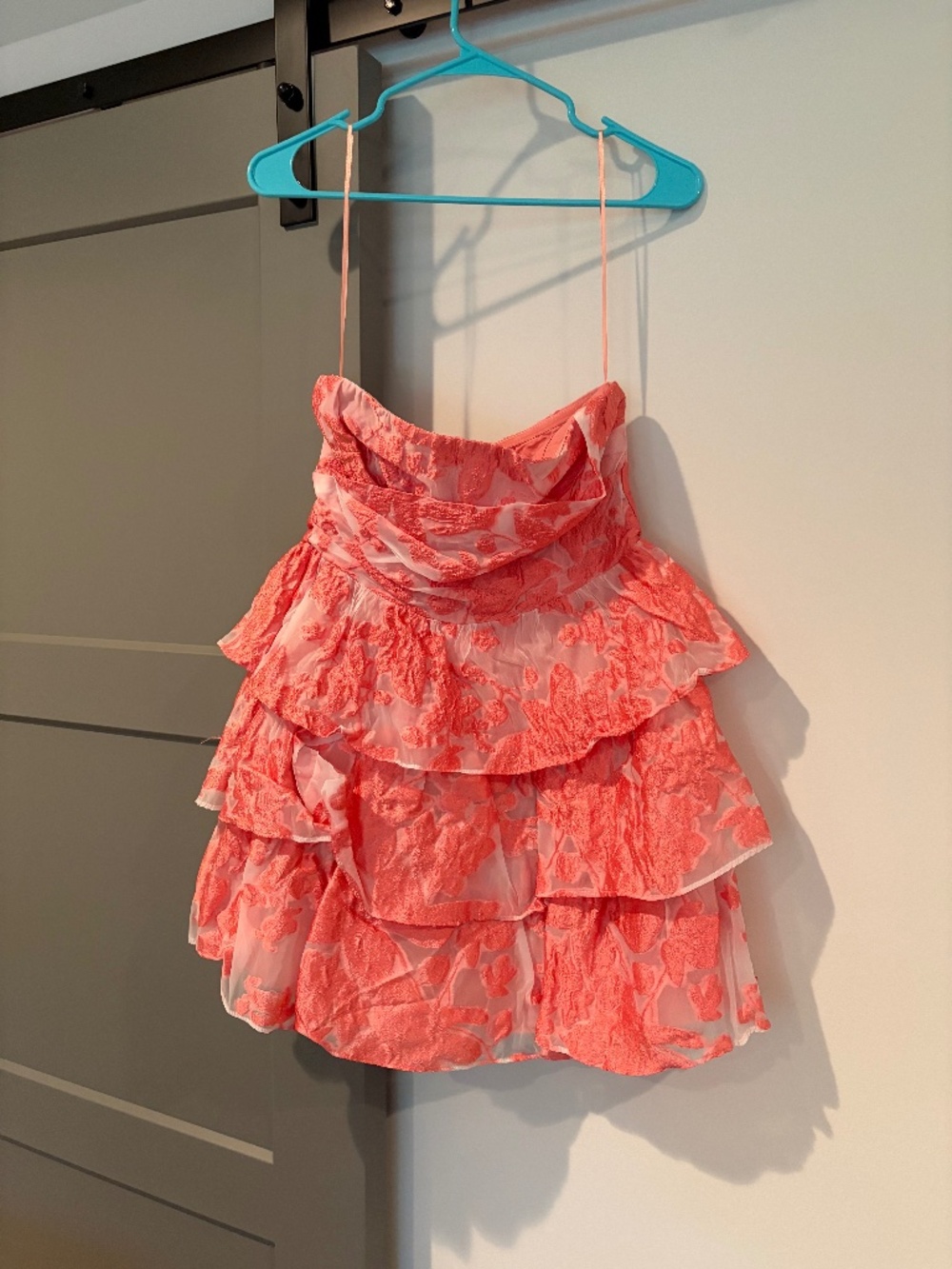 Strapless Ruffle Coral Dress